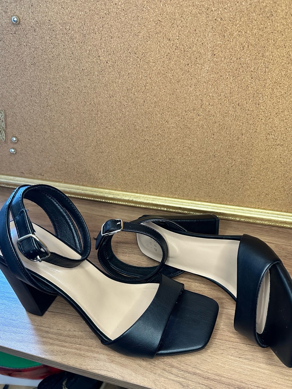 A New Day Women’s Size 8 Black Square Toe Ankle Strap Heels
